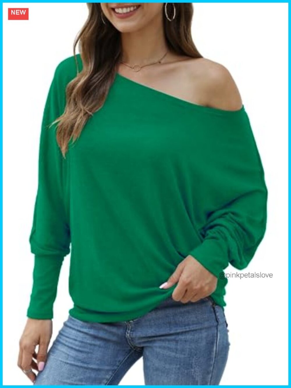 Women's Off Shoulder Long Sleeve Batwing Tunic Top